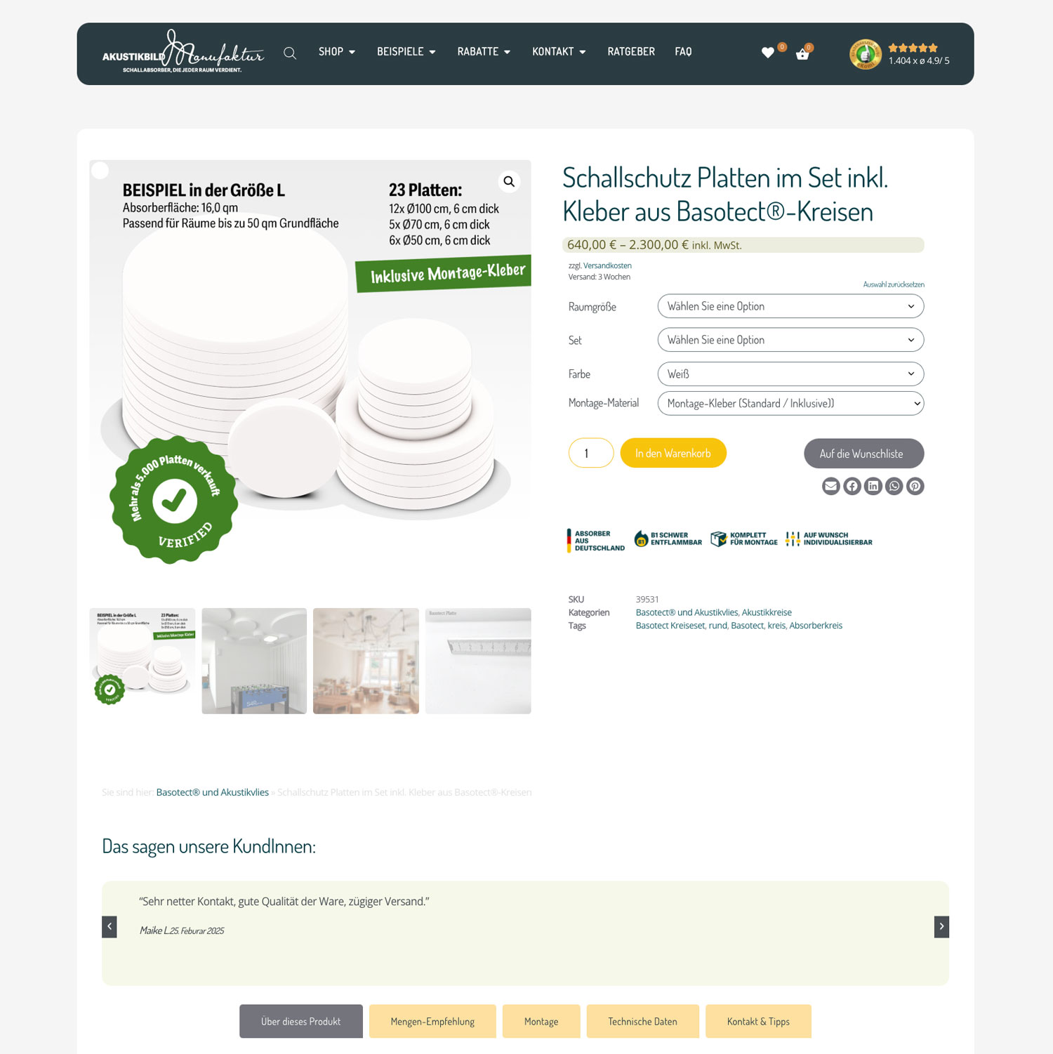 Akustikbild-Manufaktur Produktseite & Content-Module